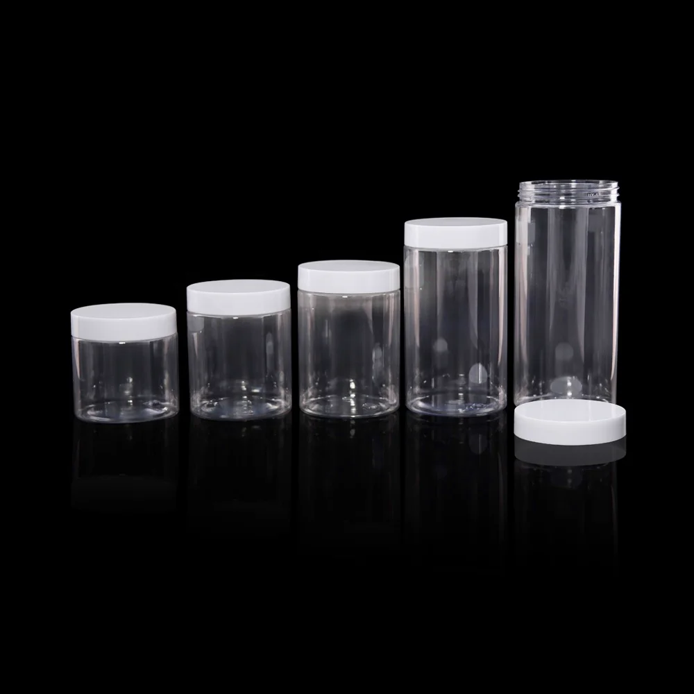 Food Grade 80ml 100ml 120ml 150ml 250ml Clear PET Plastic Jar with white lid