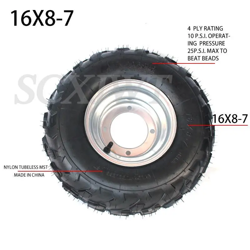 High quality GO KART KARTING ATV UTV Buggy 16X8-7 Inch Wheel tire with hub Go Kart Knobby