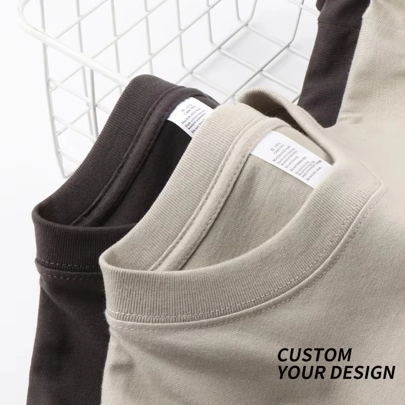 custom puff printed logo 250 gsm t-shirt for tee heavy 100% cotton unisex streetwear heavyweight oversized graphic men t shirt