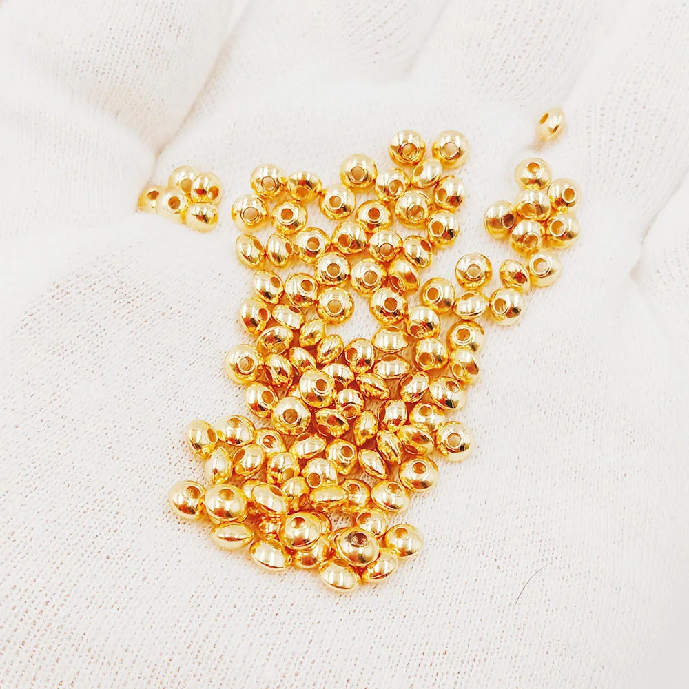 Wholesale Jewelry Accessories Findings UFO Septum Beads Gold Plated Beads S925 Sterling Silver for Jewellery Making,4mm-8mm