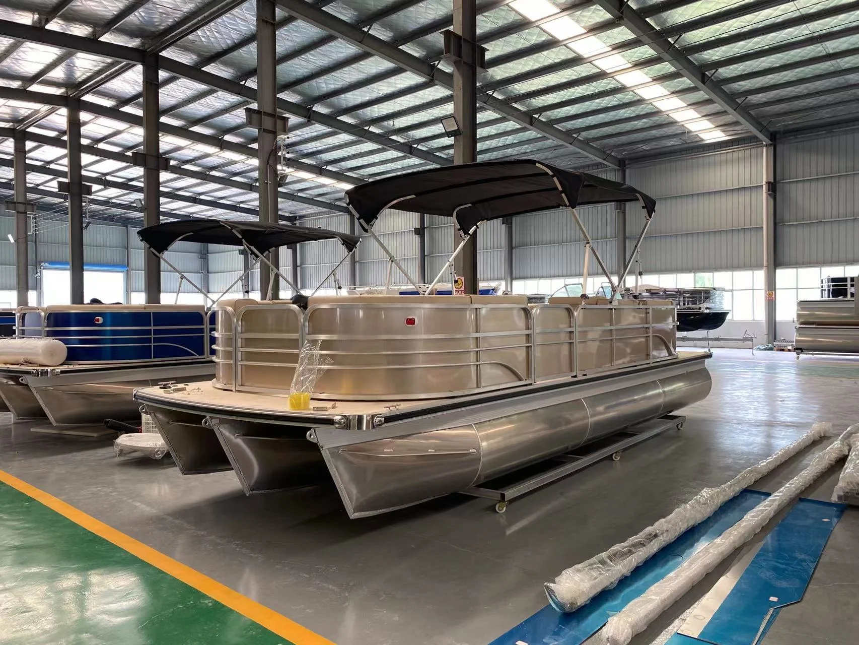 Poseidon 21ft 6.4m fully Welded family party pontoon tube tritoon tube aluminum Pontoon boat with CE certification