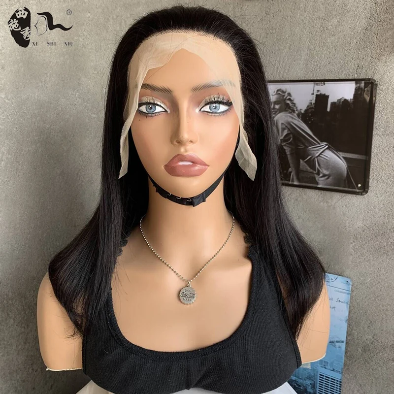 Glueless Hot Sale Bone Straight Bob Wigs Natural Human Hair Lace Front Wigs Double Drawn Transparent HD Full Lace Frontal Wigs