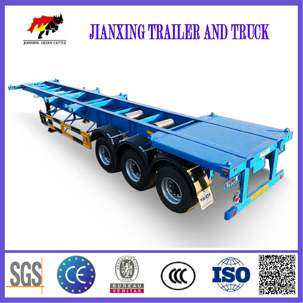 Industrial equipment heavy trailer  40 foot 20 foot 45 foot flat container truck transport semi-trailer