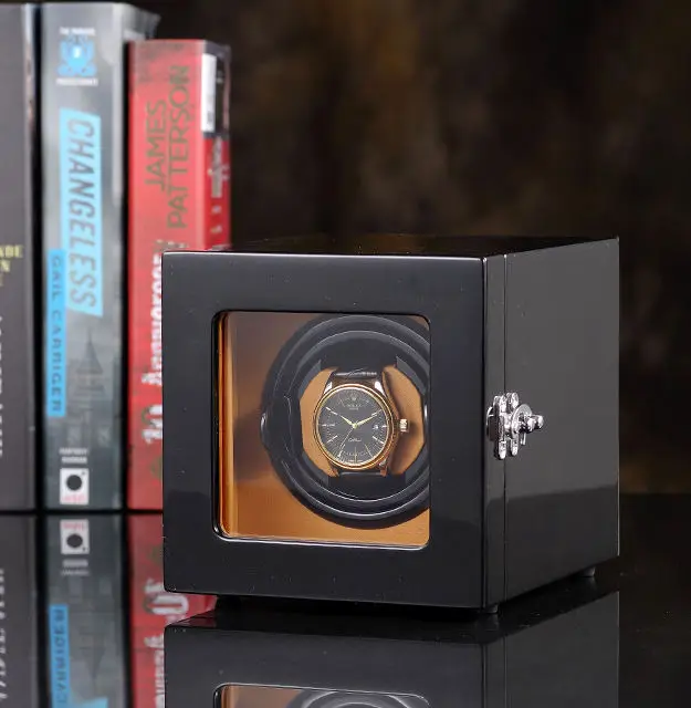 Luxury High quality  molle Automatic watch winder safe wood leather rotations SINGLE watch winder box  1 slot with open-stop