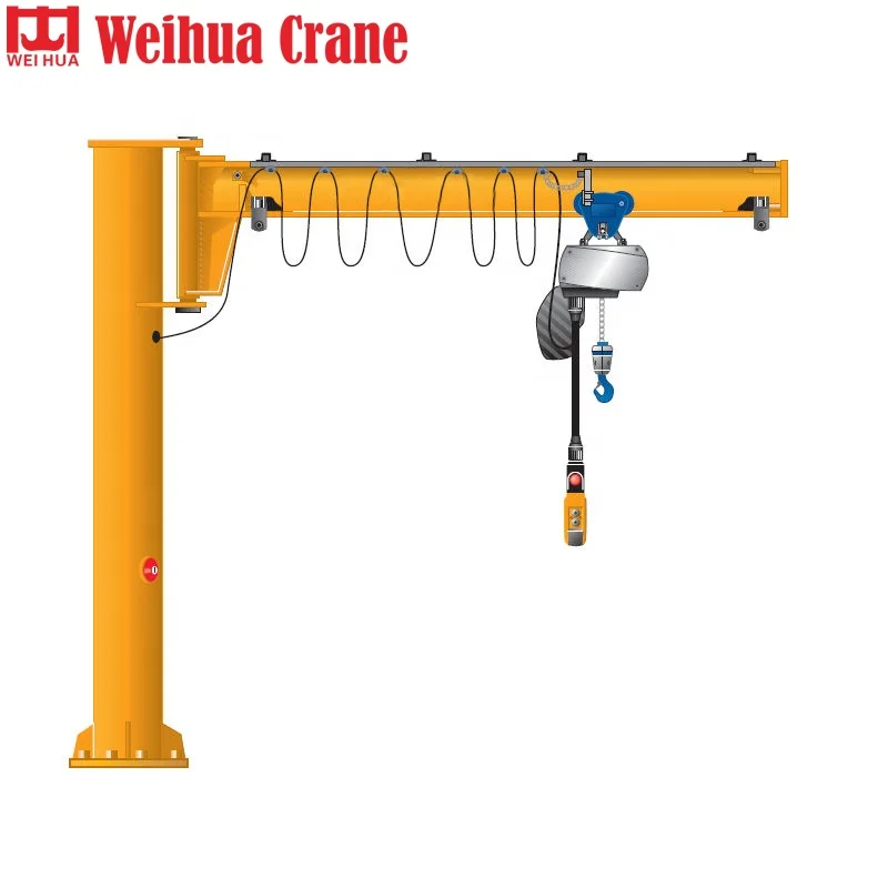 Base Mounted 3 tons 270 Degree Rotation Lift Jib Crane Boom Length 5m Lifting Height 3m