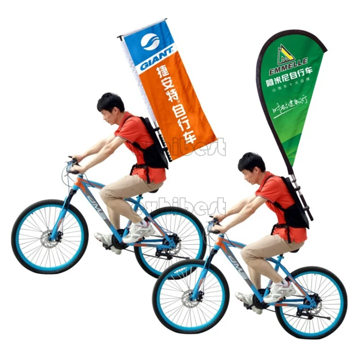 Custom Outdoor Advertising  Teardrop Shape Backpack Flag For Bike Competitive