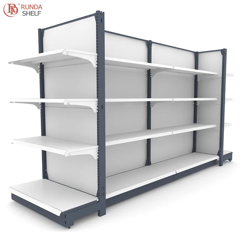 Supermarket Display Racks Steel and Wood Material Gondola Rack Shelving for Storage for Store Use-RZ