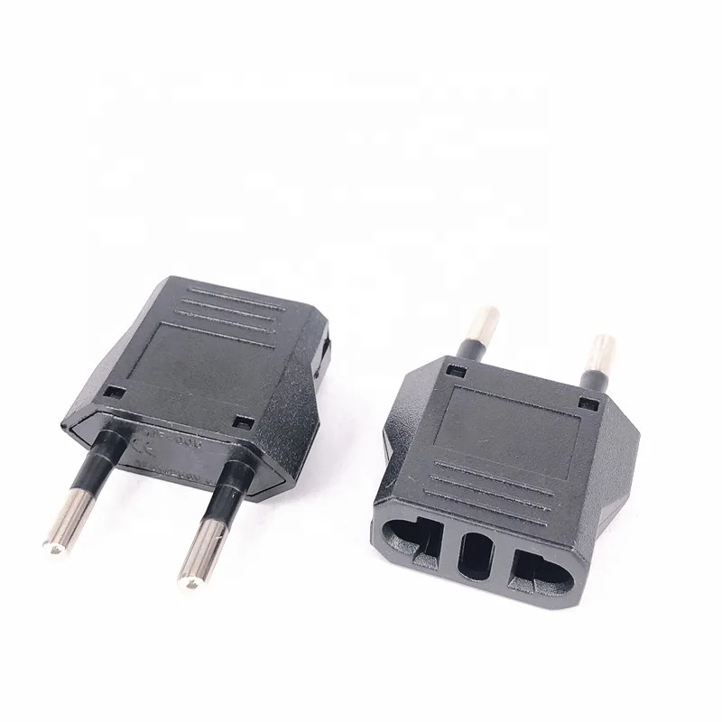 EU Standard Round Pin to Flat Pin Small Conversion Plug For Switzerland Italy Europe US Australia