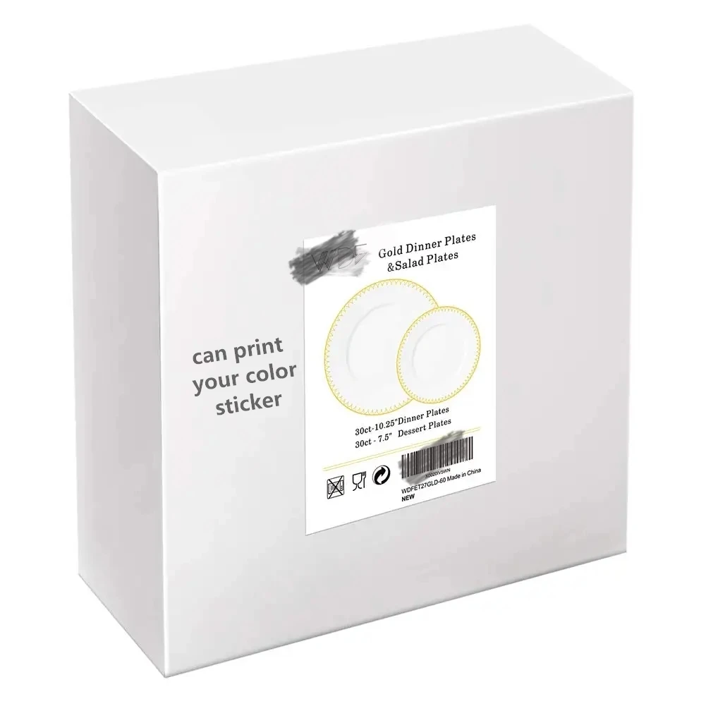 175PCS Gold Disposable Dinnerware Set (25 Guests) Plastic Plates,cutlery,cup,napkin for Party, Wedding, Party Supplies