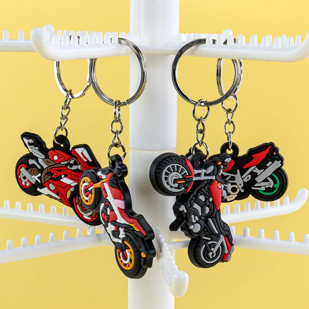 Customized Soft Rubber 3D 2D Motorcycle Pvc Keychain Promotion Personalized Cartoon Cute Pvc Keychain