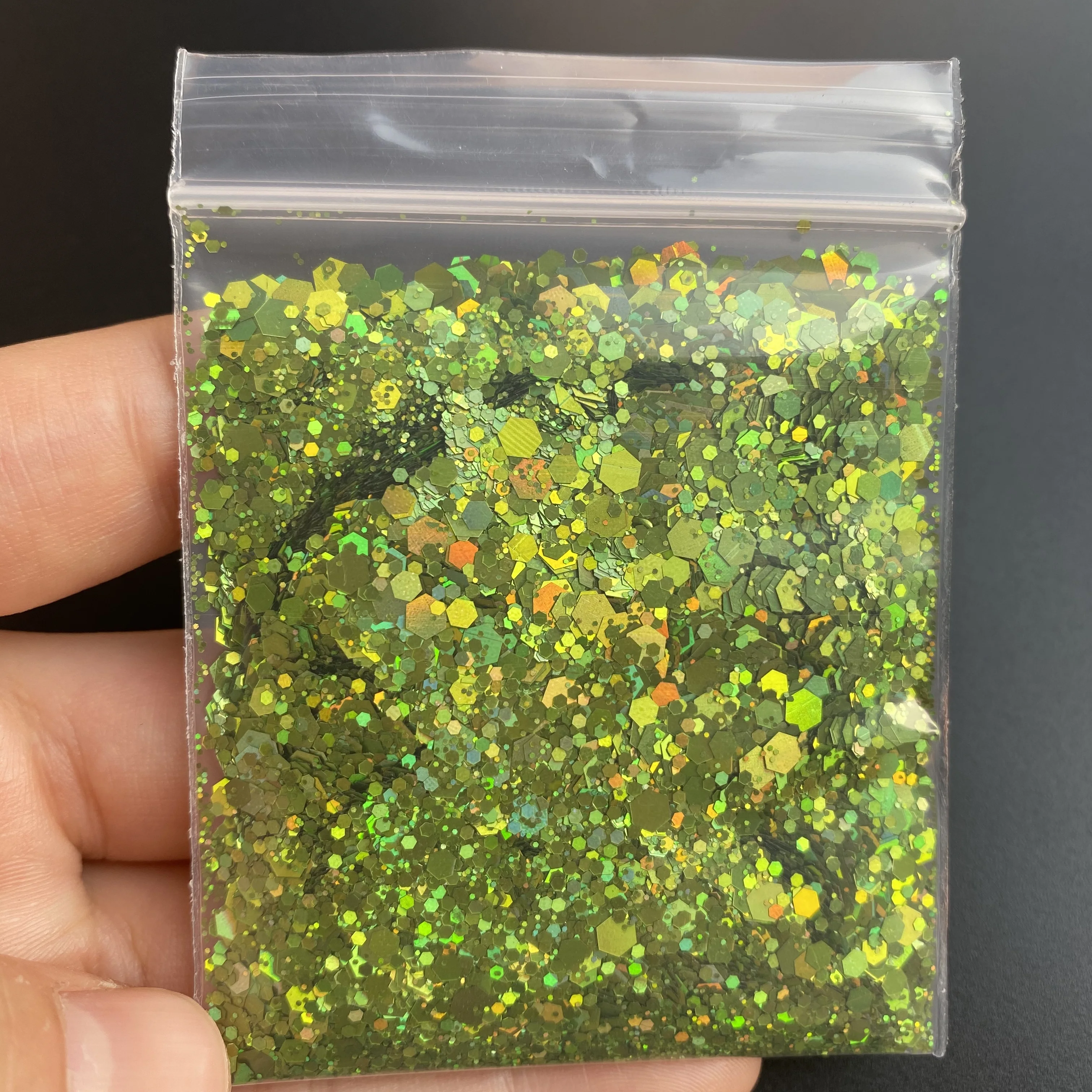10g Holographic Chunky Mixed Glitter Sequins Loose Hexagon Nail Glitter Bulk For Nails