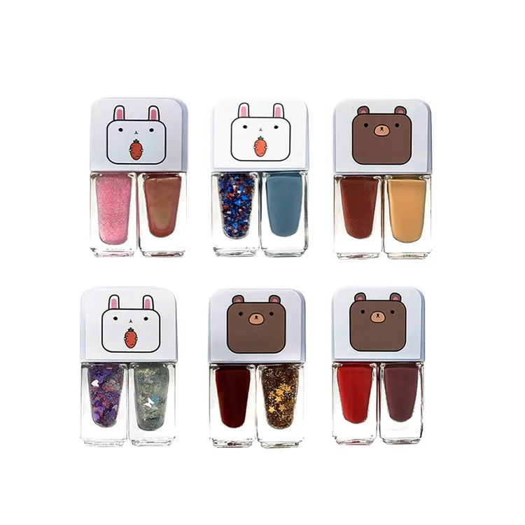 
Funny Design Private Label Twins Shape Two Color Nail Art Water-Based Nontoxic UV Gel Nail Polish 