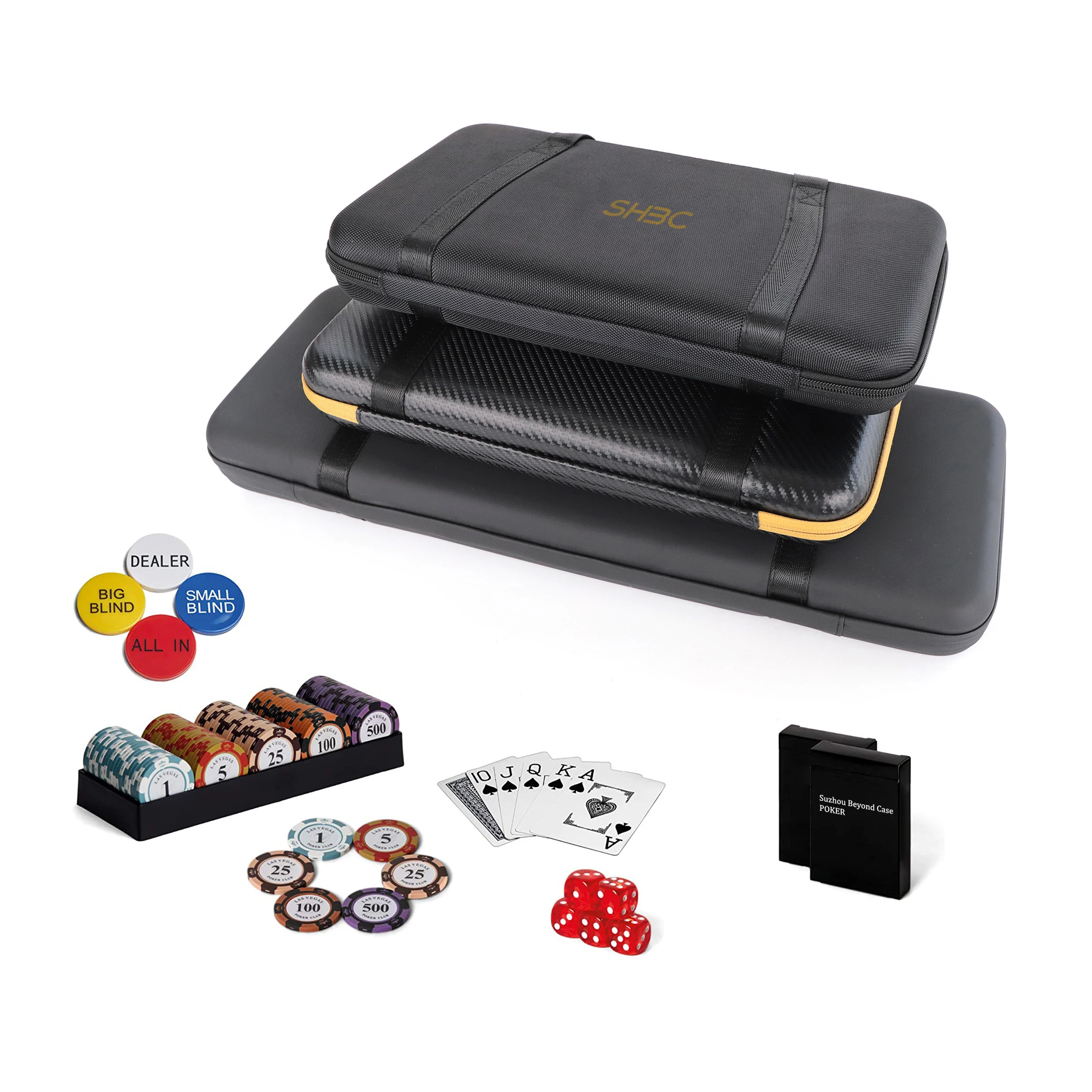 Custom High Quality Las Vegas Casino Leather Poker Chip Case 500/1000 EVA Poker Chip Case