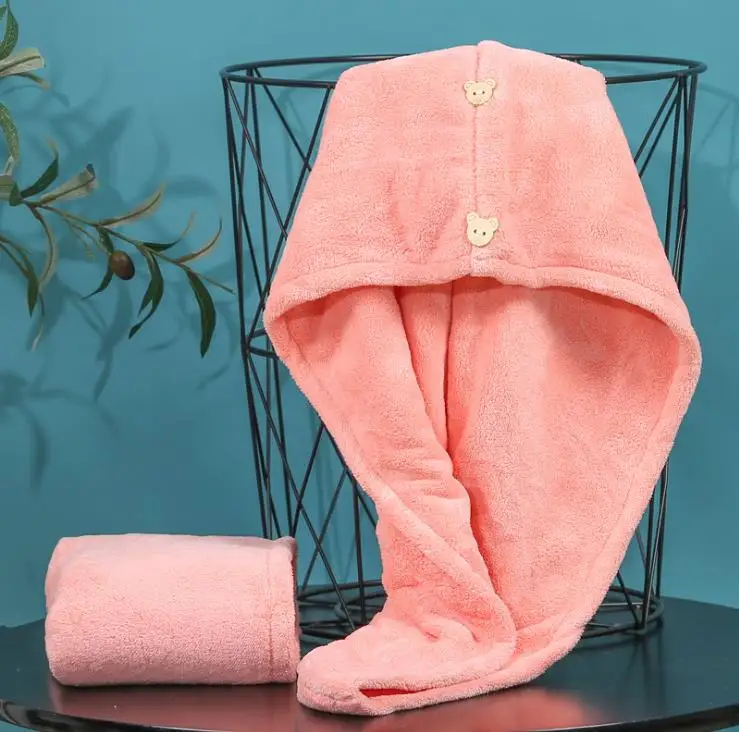 High quality women hair turban towel fast dry solid color absorbent hair drying towel for salon