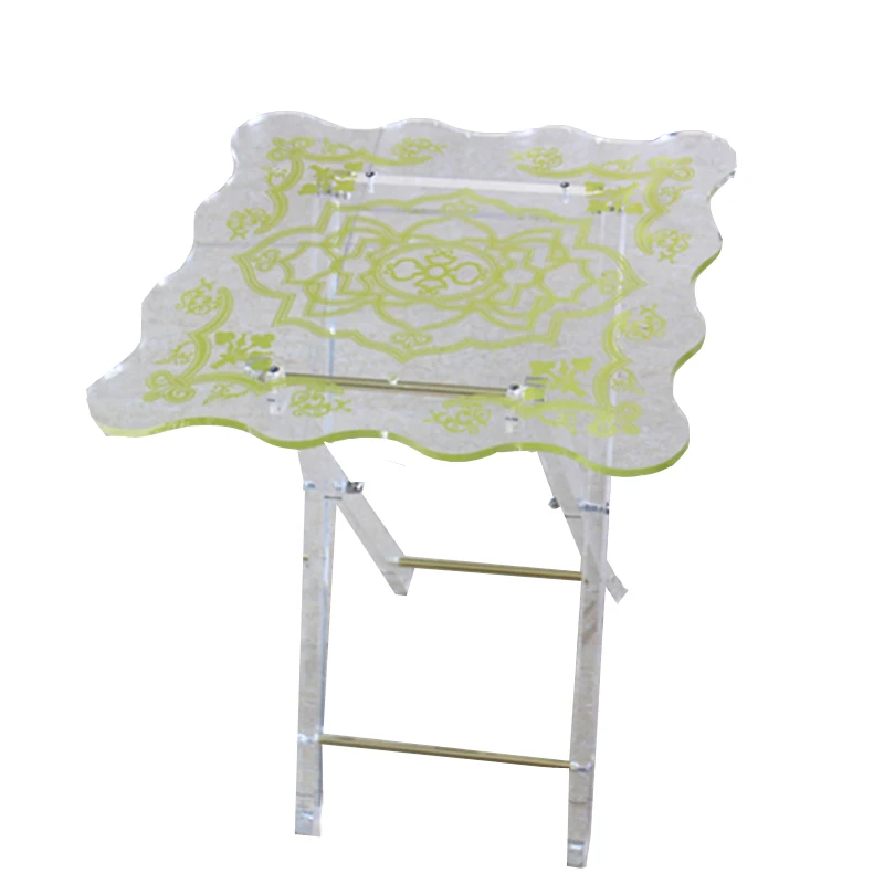 Фабричный заказной хит продаж высококачественный прозрачный акриловый журнальный столик с принтом складной стол для домашнего использования