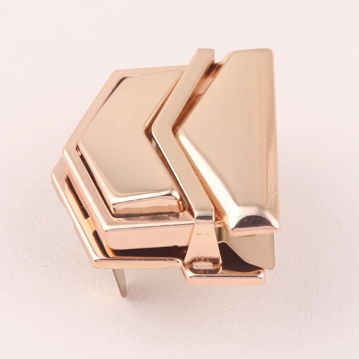 hot sale light gold color fancy metal handbag twist lock purse press push lock bag turn lock