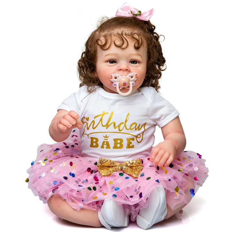60cm Popular Soft Body Life Like Cuddle Toddler Doll Girl Reborn Baby Dolls with Rooted Hair