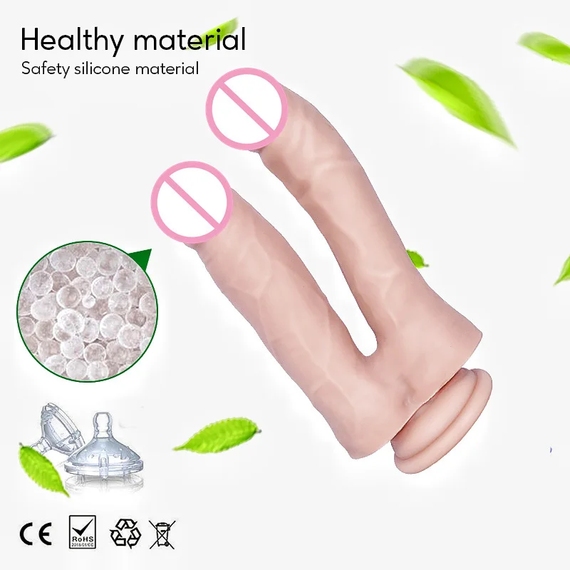 Real Skin Dildo Double Sex Gay Toy Headed Dildo Big Rubber Vagina With High Quality