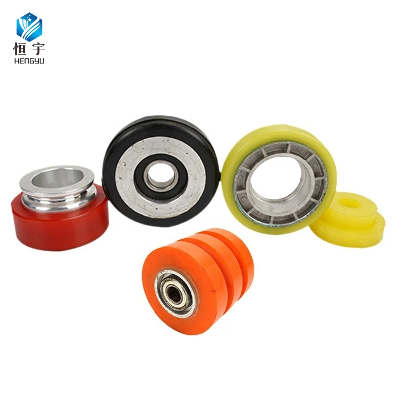 no noise polyurethane pu rubber coated  bearings,polyurethane rollers with bearings