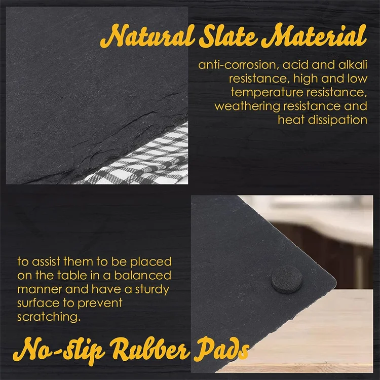 Slate Serving tray Natural Slate Dinner Plate Rectangle Black Stone Plates For Tableware Cheese Board Cheese Plates Fruit Slates