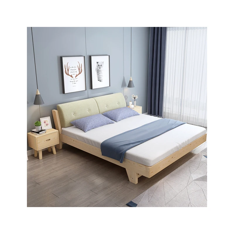 Manufacturer well made quality assurance solid wood buff double bed