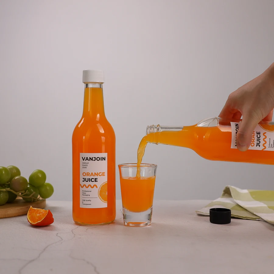 300ml 24mm neck empty glass juice beverage bottles for soy sauce vinegar spicy sauce bottles with inserts and shrink wrap