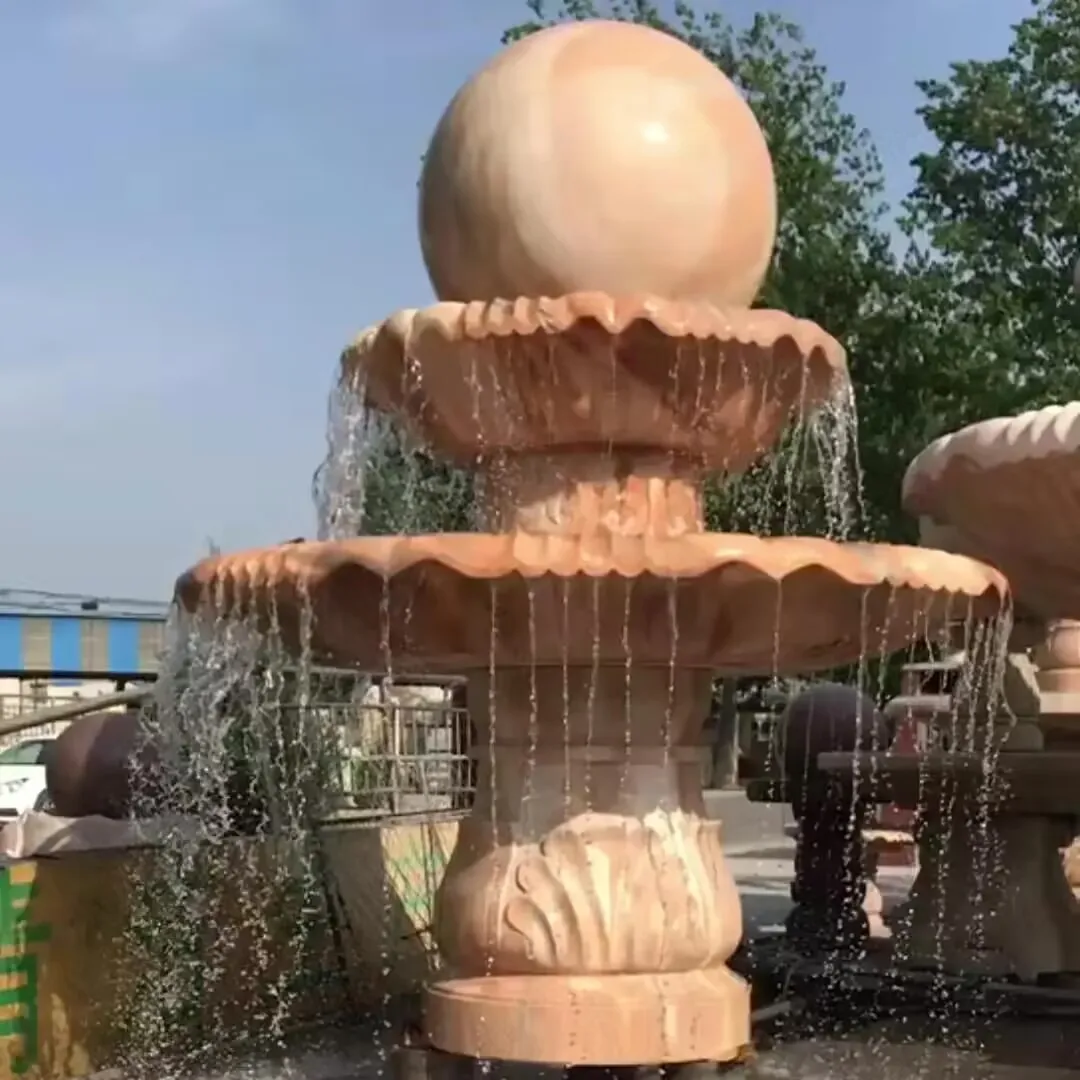 Manufacture Hot Sale Marble Fengshui Fountain  Stone Water Feature Rotating Ball Sculpture Statue