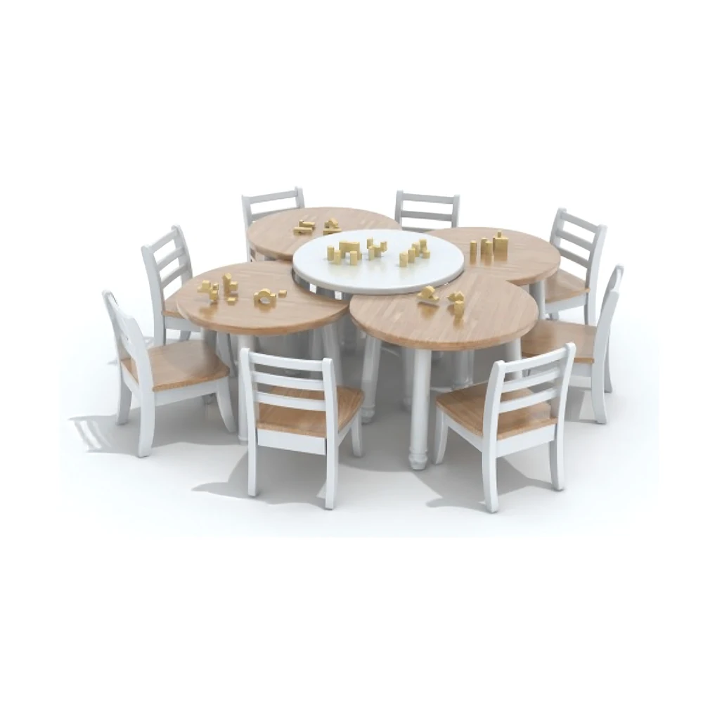 Daycare Furniture Wooden Furniture Kids Curved Back Table and Chair Set, Premium Kids School Furniture School Study Application