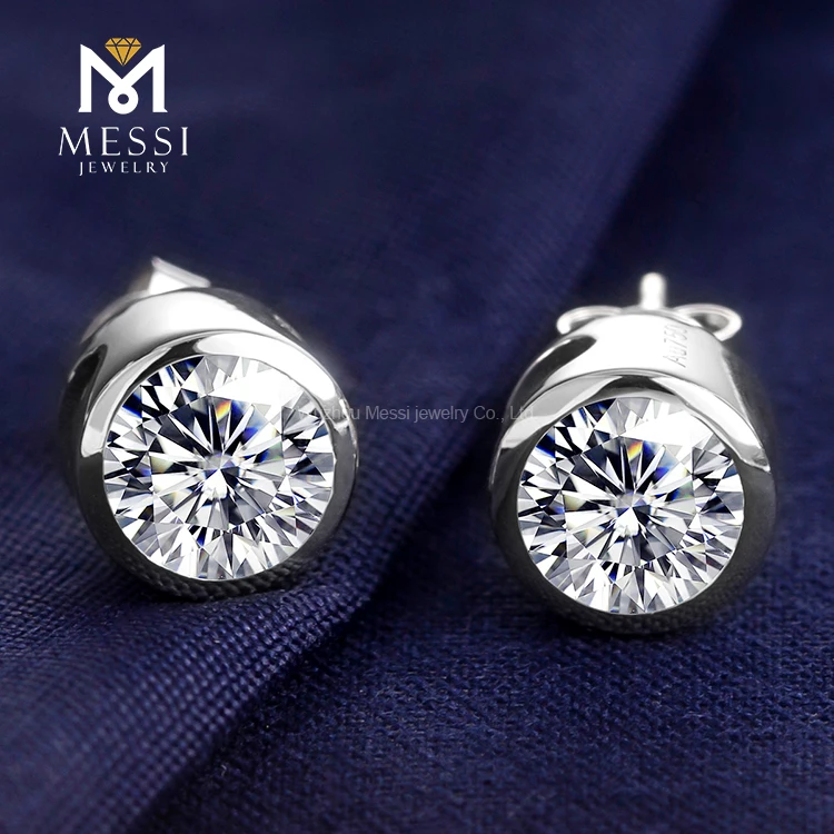 Fashion customized 18k gold jewelry 2 ct diamond moissanite earrings
