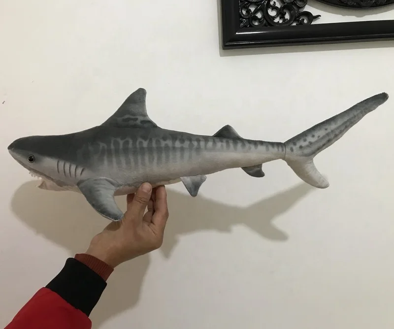 factory wholesale realistic plush tiger shark stuffed toy lifelike stuffed tiger shark plush toy