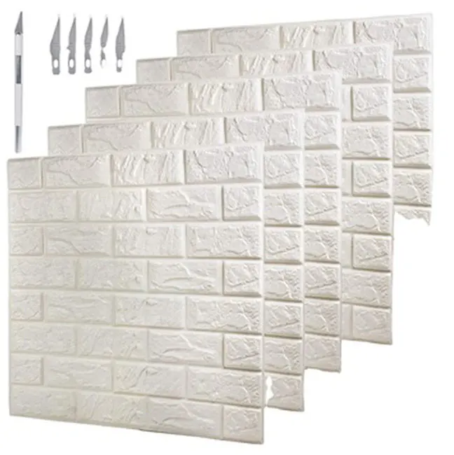 White Color Glue Xpe Foam Wallpapers 3D/Removable Wallpaper Decoration Sticker Panel