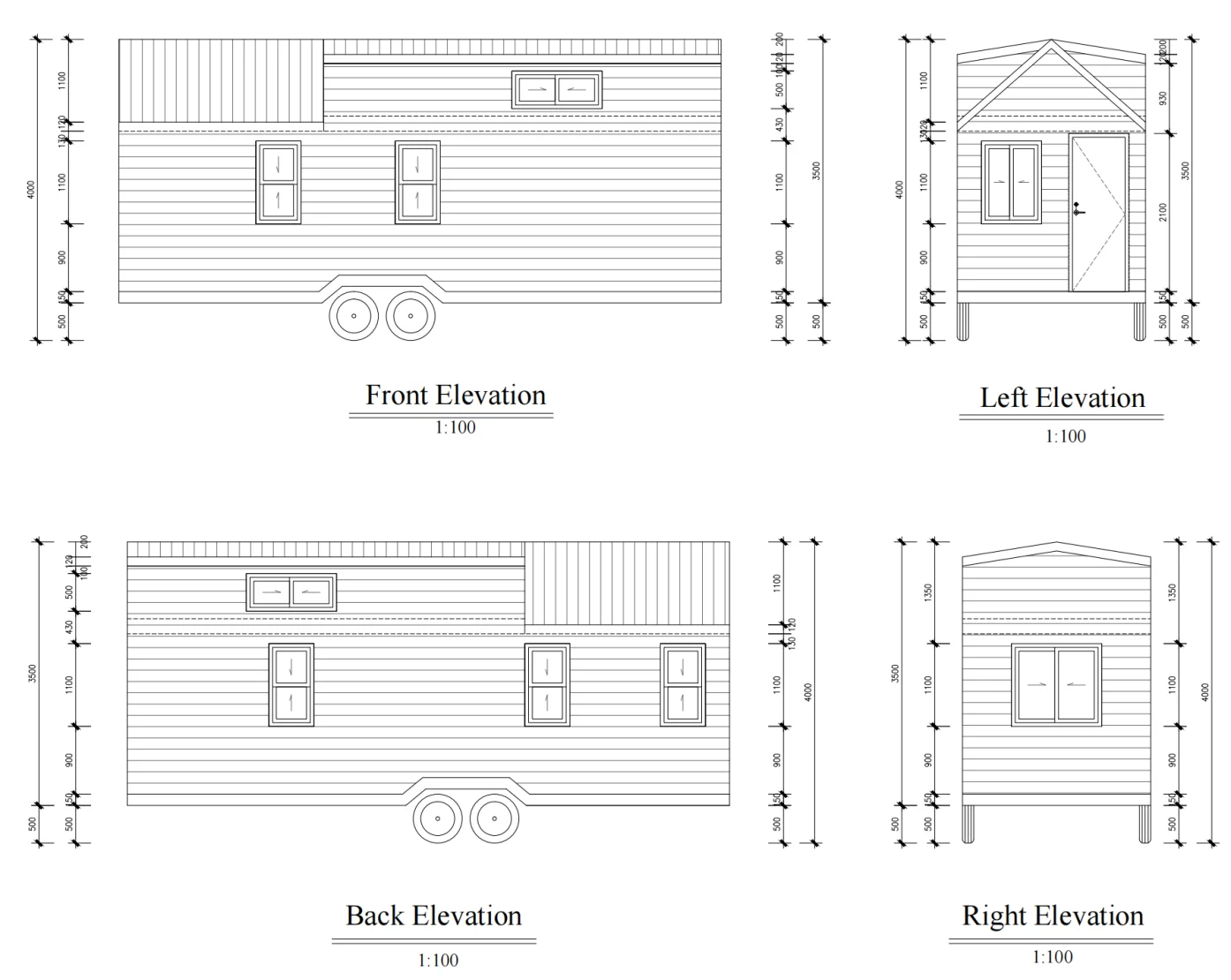 Outdoor tiny house prefabricated trailer house on wheels for living