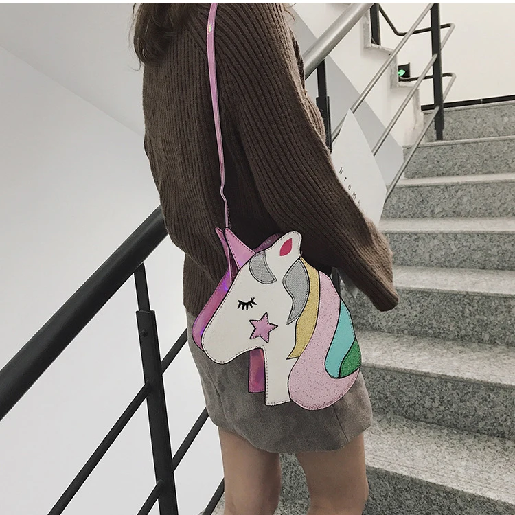 3D Glitter Unicorn Hologram Crossbody Purse Novelty Handbag Shoulder Bag for Teens Girls Women
