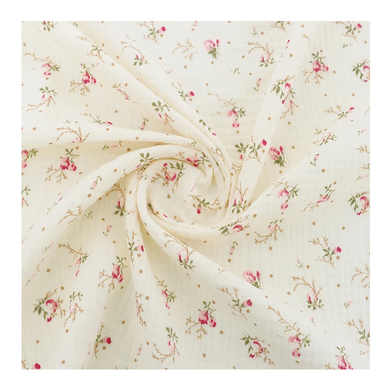 sunflower  print   100% Cotton  muslin gauze  crepe fabric for swaddle