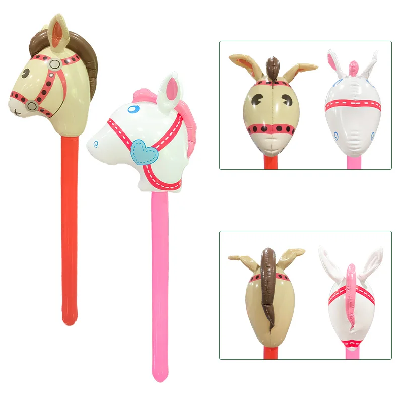 wholesale custom inflatable fighting stick pink red inflatable animal stick 90cm inflatable stick horse