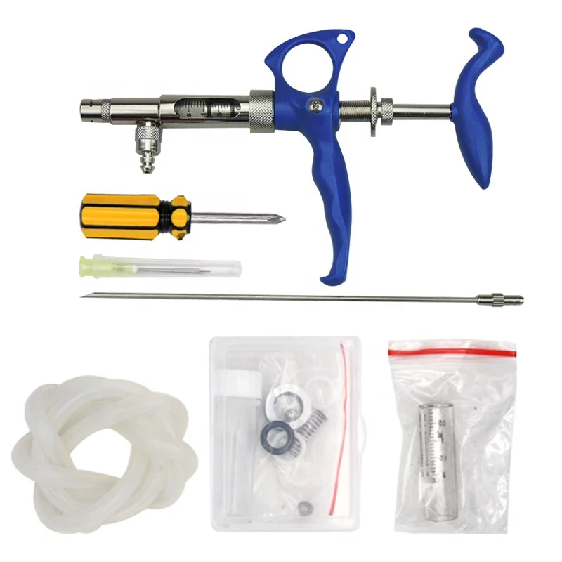Lowest Price Livestock Animal use continuous vaccination syringe veterinary metal adjustable syringe injection