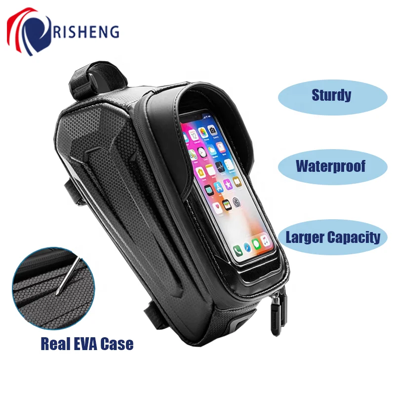 Waterproof  Phone Mount Hard Shell Bike Top Tube Front Frame Bag Compatible with iPhone 14 12 11 Pro XR XS Max Phones Below 6.8