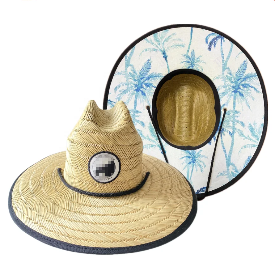 Мужская 100% натуральная соломенная шляпа с логотипом под заказ, Классическая пляжная шляпа от солнца, женская соломенная шляпа Lifeguard для серфинга, мексиканская шляпа с широкими полями Sombrero
