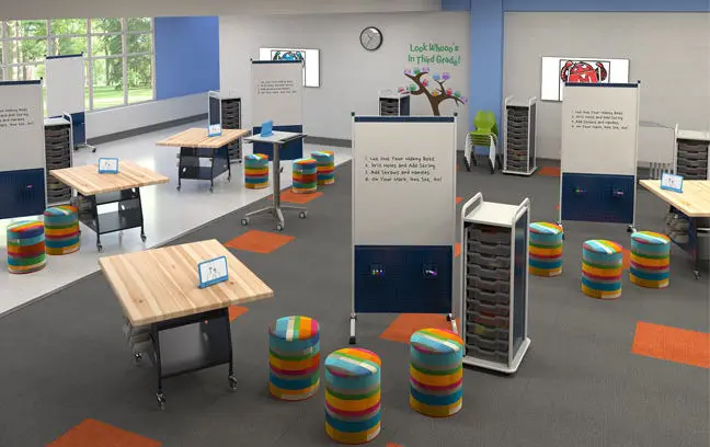 Ash Wood Maker Table Casters Flexible School Laboratory Furniture Classroom Makerspace Library Ash Wood Work Station