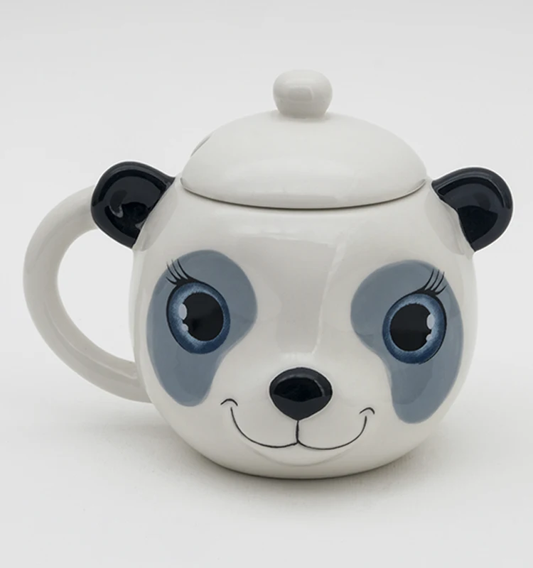 
Customized Design Drink Cup 10oz Cute Panda Mugs 3d Hand Paint Animal Ceramic Mug 