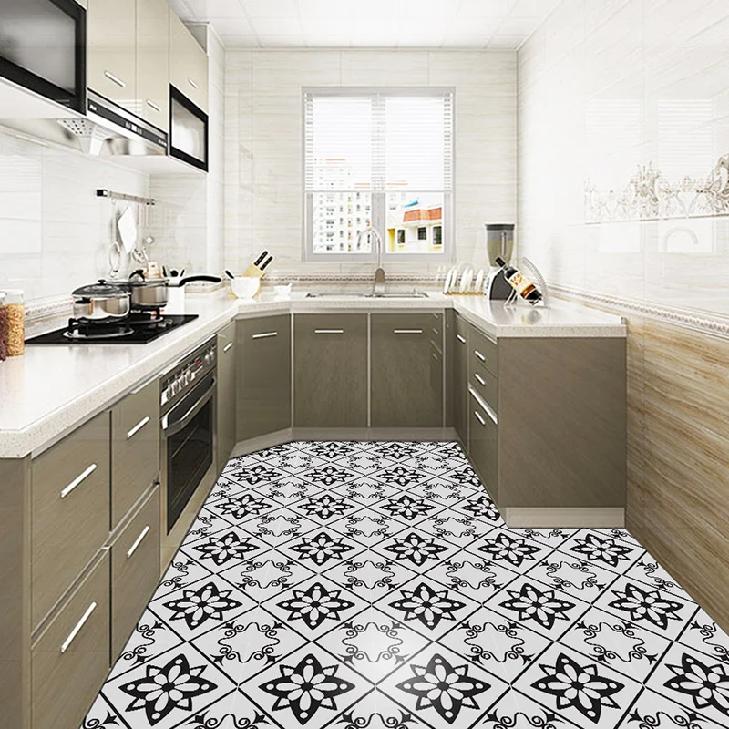 Nordic ins kitchen living room floor tile oil-proof stickers bathroom waterproof DIY self-adhesive floor stickers