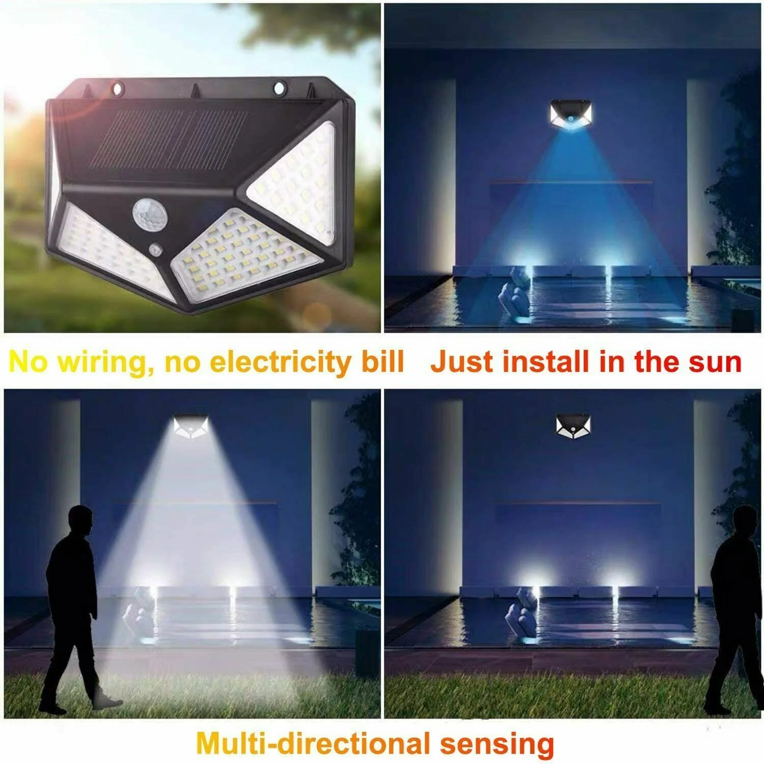 Outdoor 6W Solar LED Wall Lights Waterproof IP65 White Emitting for Garden and Landscape Wall Mounted lamp