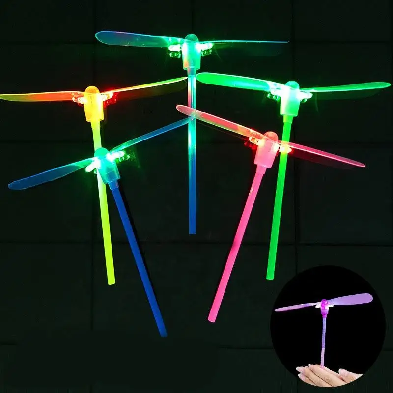Hand Push Rotating Bamboo Dragonfly Toy Classic Light Flying Toy for Kids and Adults