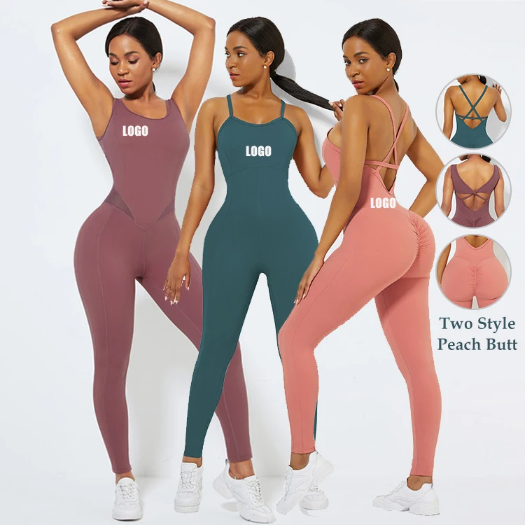 
Hot Sale Sexy Butt Lifter Fitness Set Women Bodycon Jumpsuit Workout Clothing 