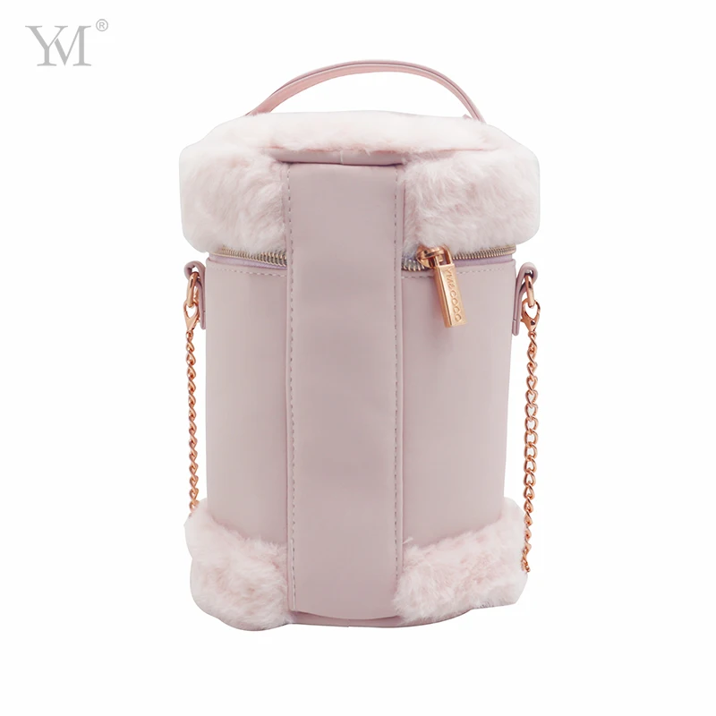 Designer handbag set hot sale custom logo pink bucket one-shoulder portable cosmetic bag