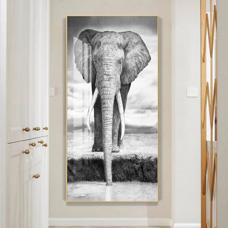 Elephant canvas painting porch decoration painting animal mural printing canvas art decoration
