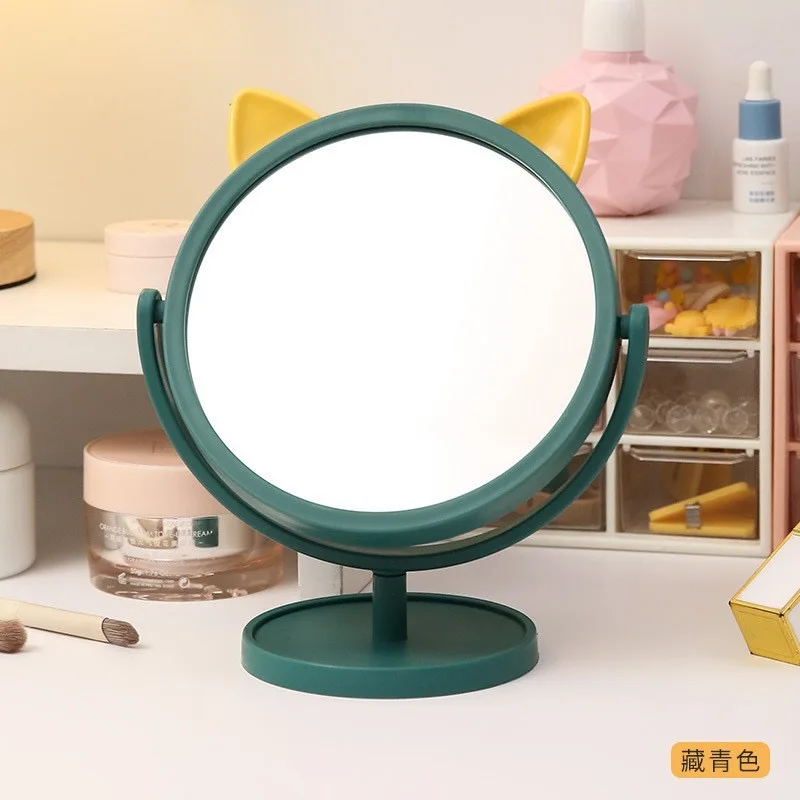 Wholesale desktop cartoon mirrors for women, portable dormitories, student cat ear dressing mirrors, minimalist makeup mirrors