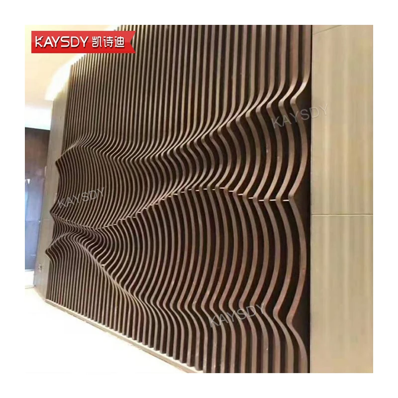 Metal Customized Arc Bending Twist Facade Cladding Used As Wall Panel In Wood Grain Color
