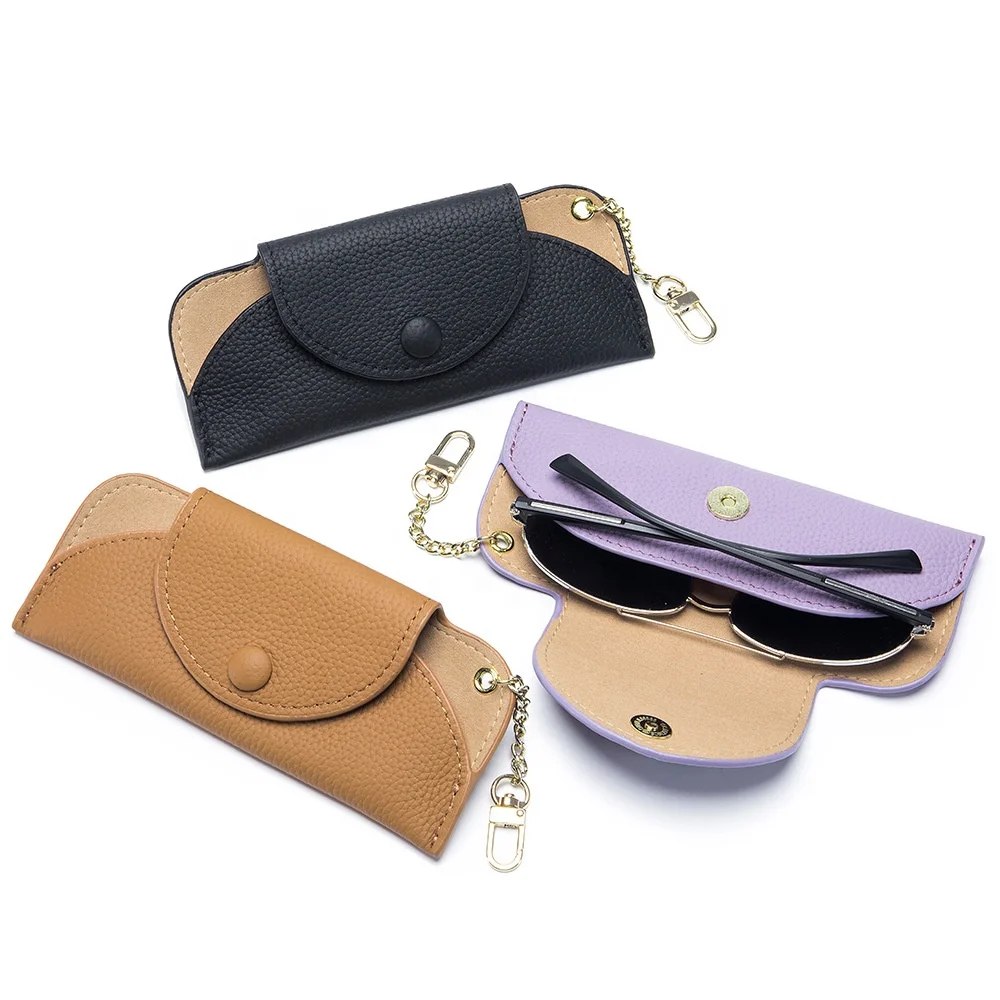 Genuine Leather Portable Sunglasses Bag Luxury Glasses Case Flat Eyewear Holder