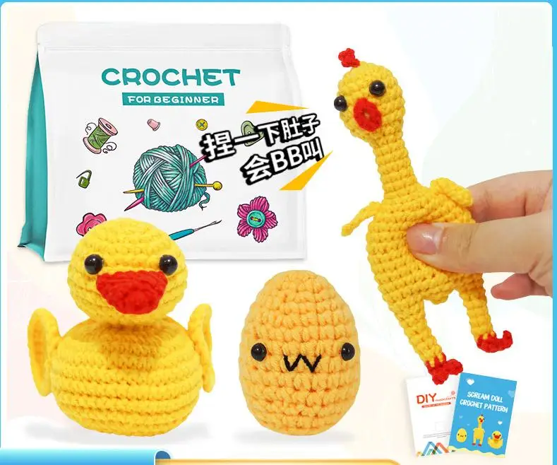 Crochet Kit for Beginners Knitting Kits  for Adults, Beginner Crochet Kit yellow duck